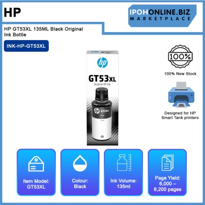 HP GT53XL 135ML Black Original Ink Bottle HP GT53XL 135ML Black Original Ink Bottle